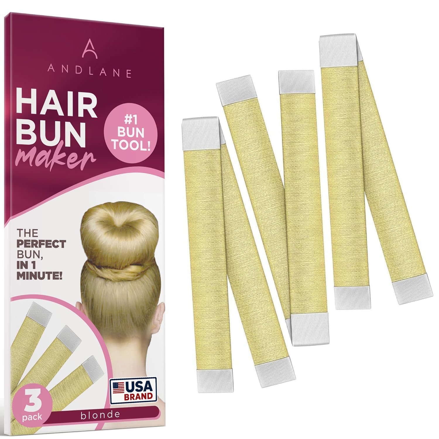Snap Hair Bun Maker for Women's Hair & Kids-Bun Clips (3 Blonde)