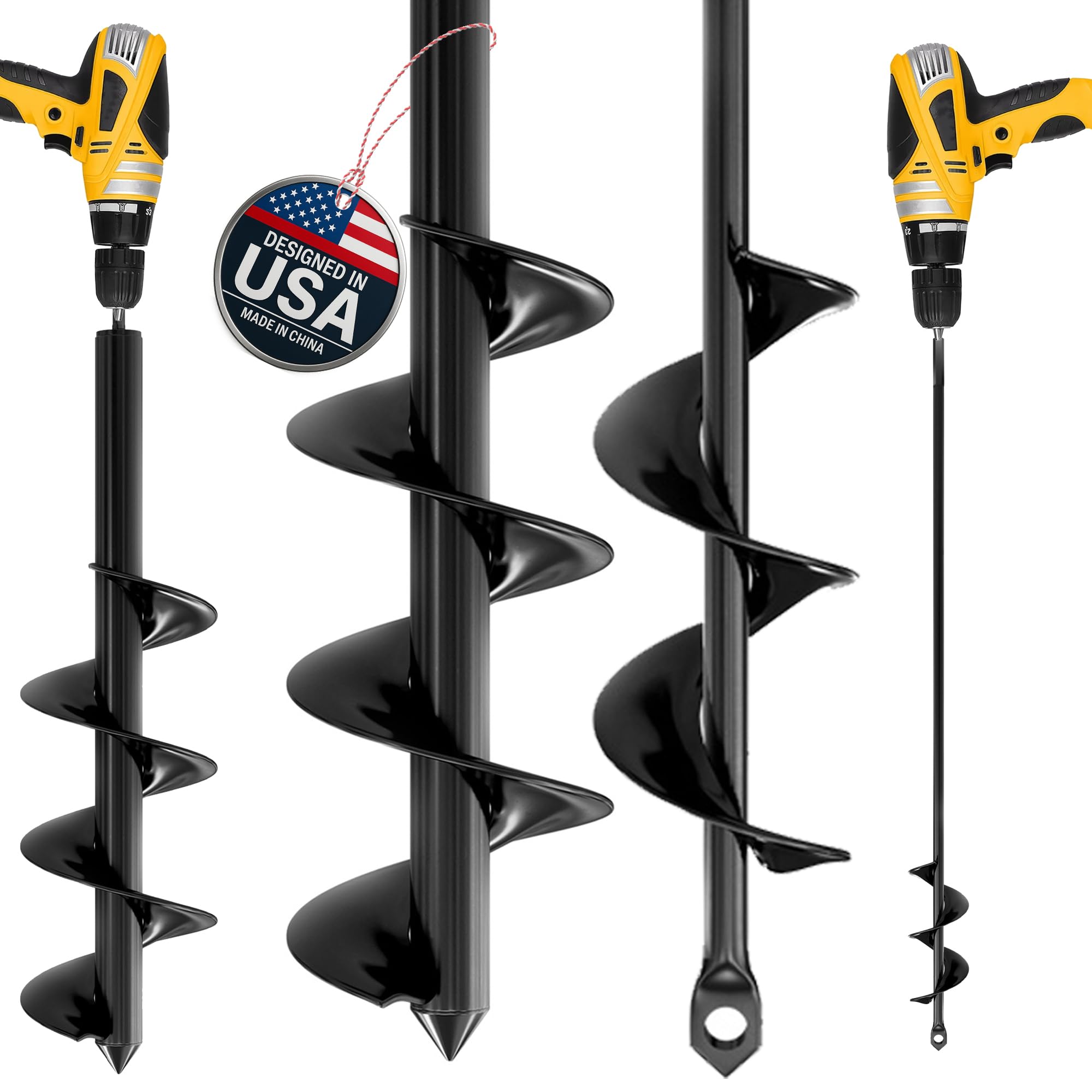 K-Brands Auger Drill Bit for Planting 2 Pack 1.6" x 16" & 3.5" x 16" Set