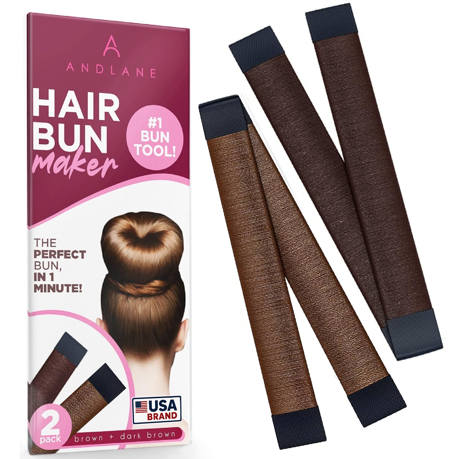 Snap Hair Bun Maker for Women's Hair & Kids-Bun Clips(1 Brown,1 Dark Brown)